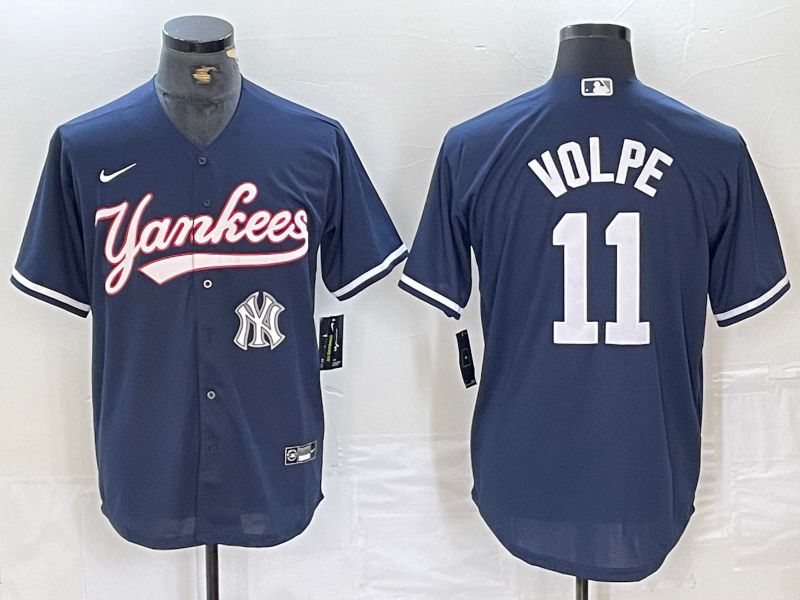Men New York Yankees #11 Volpe Dark blue Second generation joint name Nike 2024 MLB Jersey style 3->new york yankees->MLB Jersey
